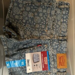 Levi's Girls Light Blue Floral Denim Shorts